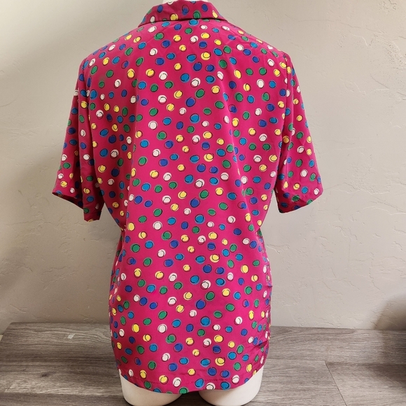 PENDLETON Sophisticates Vintage Pink Top 14 Buttoned Colorful Lightweight Dots‎ - Picture 2 of 12